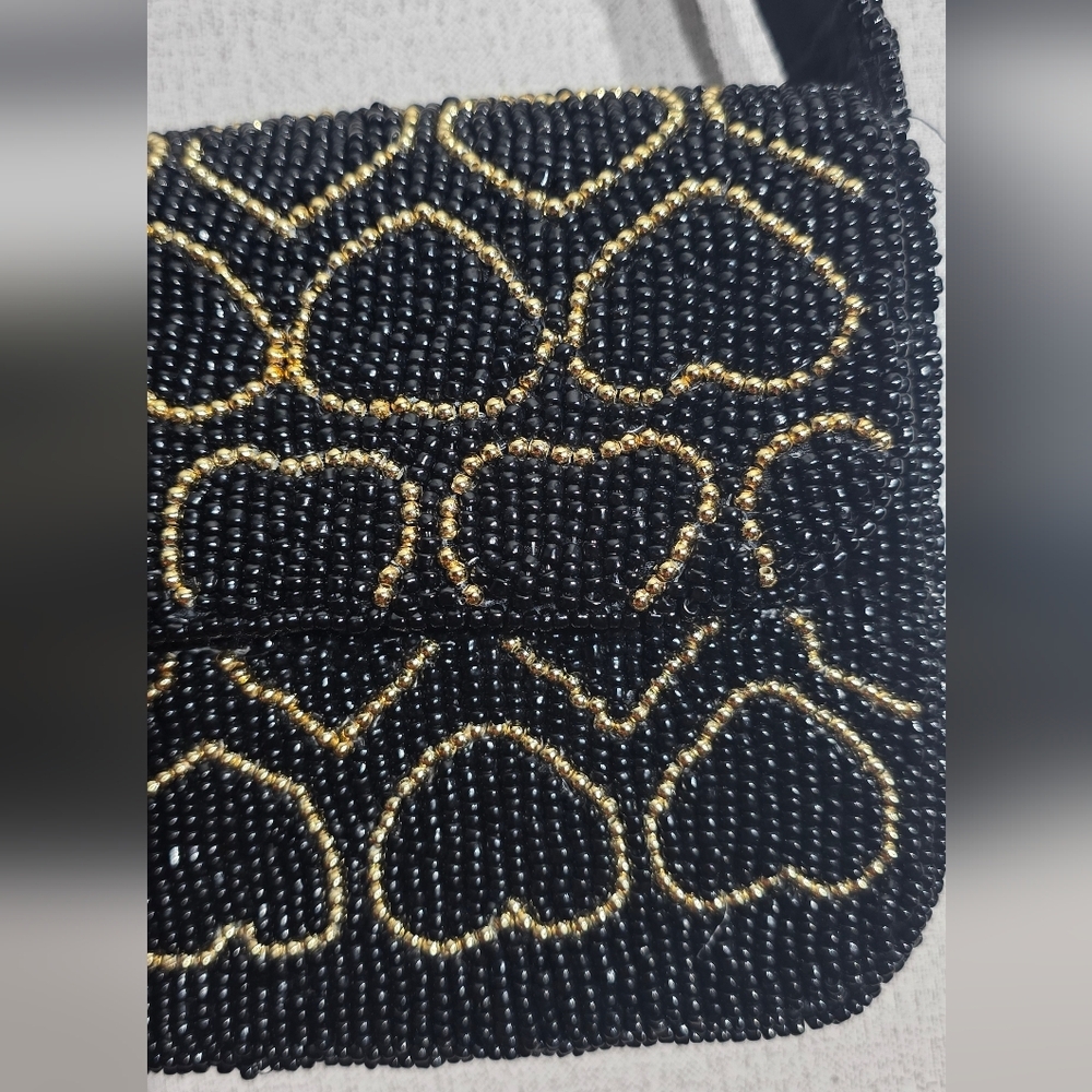 Studio Black and Gold Heart Pattern Shoulder Bag - Picture 2 of 8